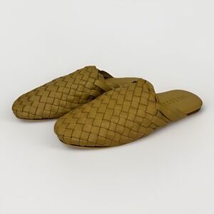 LIBERTÉ Women's Leather Tulum Woven Mule 7 Tan Resort Vacation Quiet Luxury READ